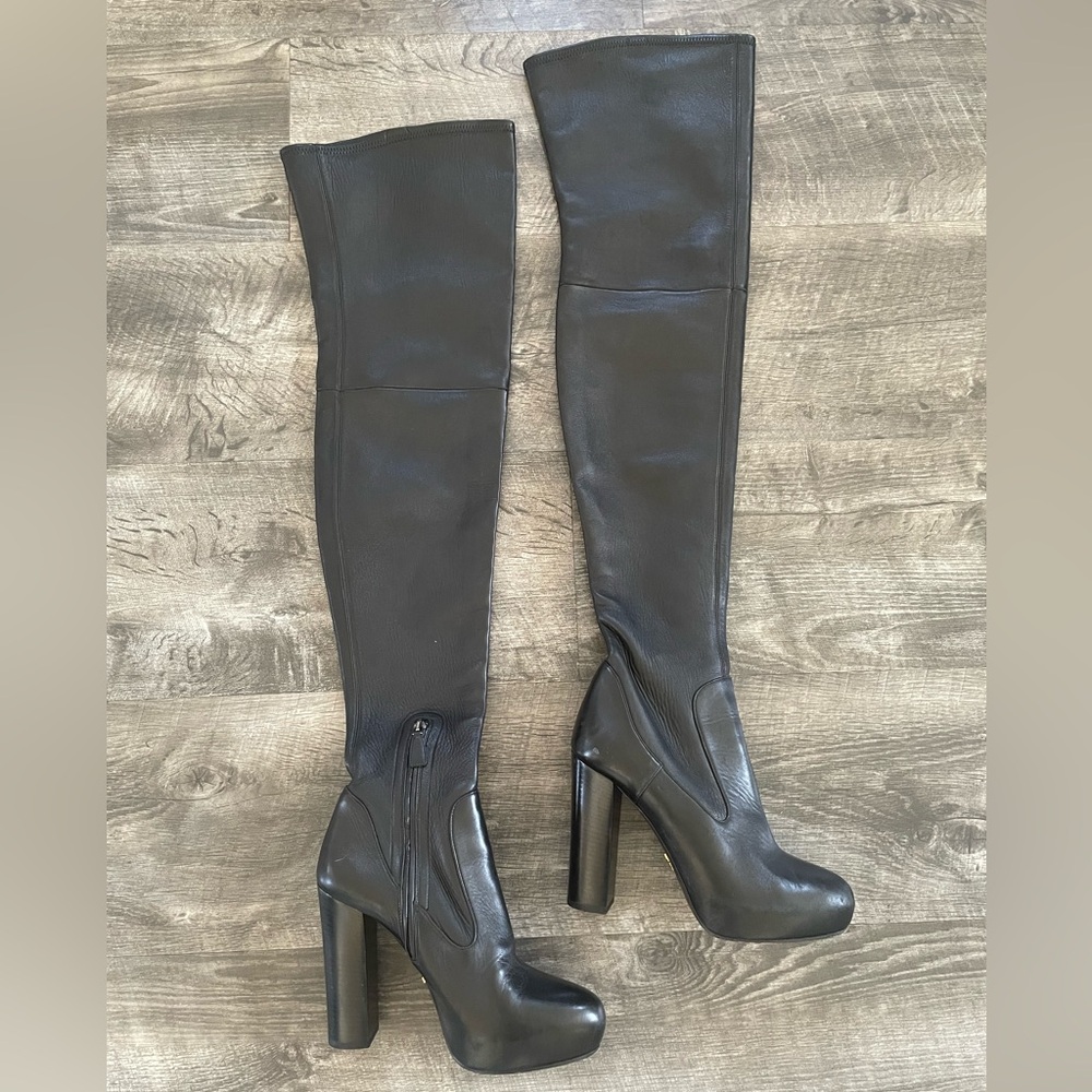 Prada Black Leather Thigh High Boots 🎩 - Picture 2 of 14
